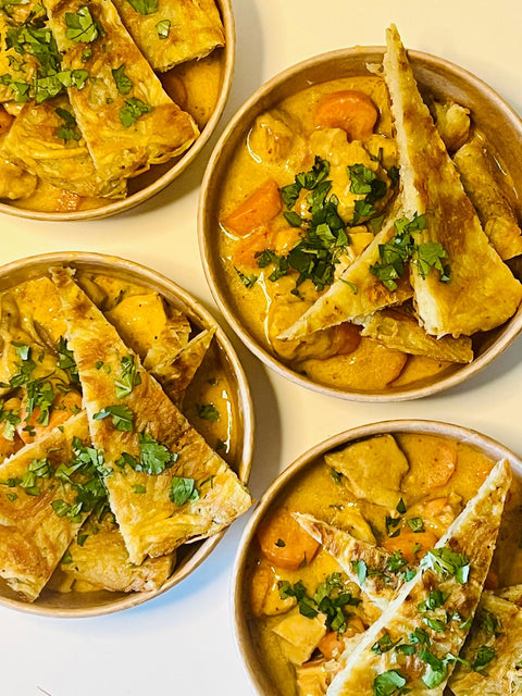 Curry de veau et galette de pommes de terre