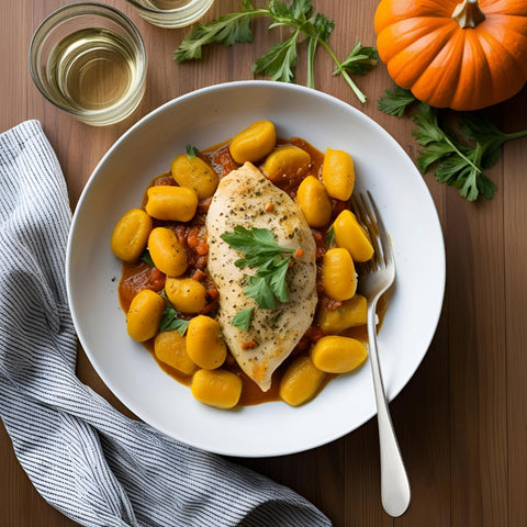 Gnocchi de potimaron et filet de poulet