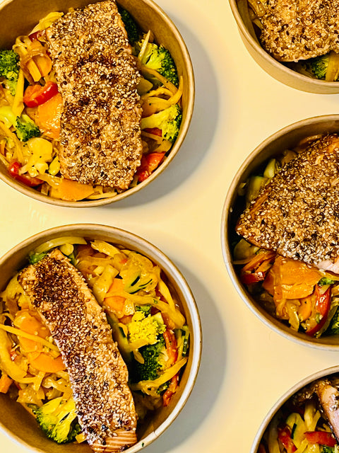 pavé de saumon sauce teriyaky et wok de légumes